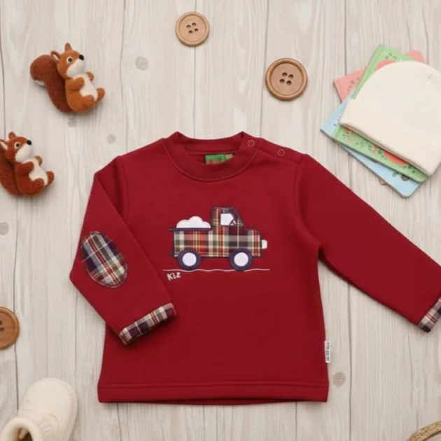 SUDADERA NIÑO GRANATE CAMIÓN VUELTA MANGAS KIZ