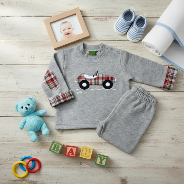 CHANDAL NIÑO GRIS COCHE VUELTA MANGAS Y CODERAS KIZ