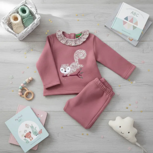 CHANDAL NIÑA ROSA ARDILLA CUELLO VOLANTE TELA KIZ