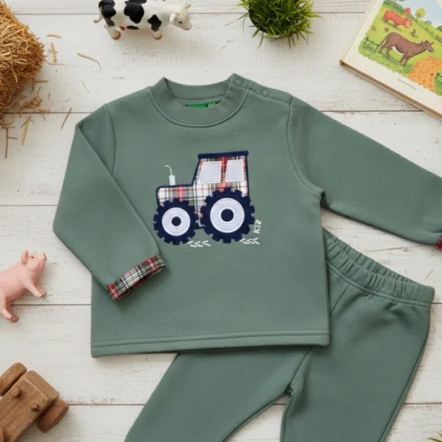 CHANDAL NIÑO VERDE LIQUEN TRACTOR VUELTA MANGAS KIZ