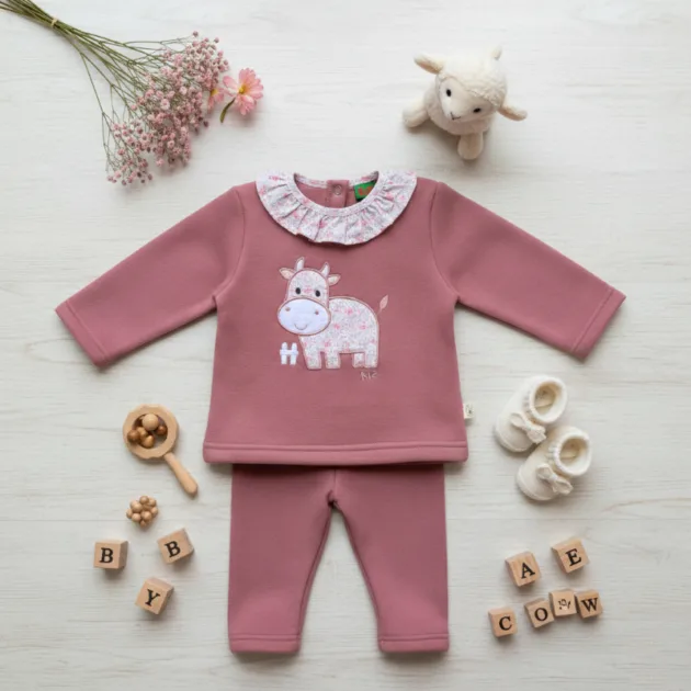 CHANDAL NIÑA ROSA EMPOLVADO VACA VOLANTE TELA KIZ