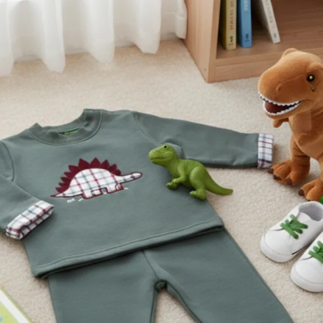 CHANDAL NIÑO VERDE LIQUEN DINO VUELTA MANGAS KIZ