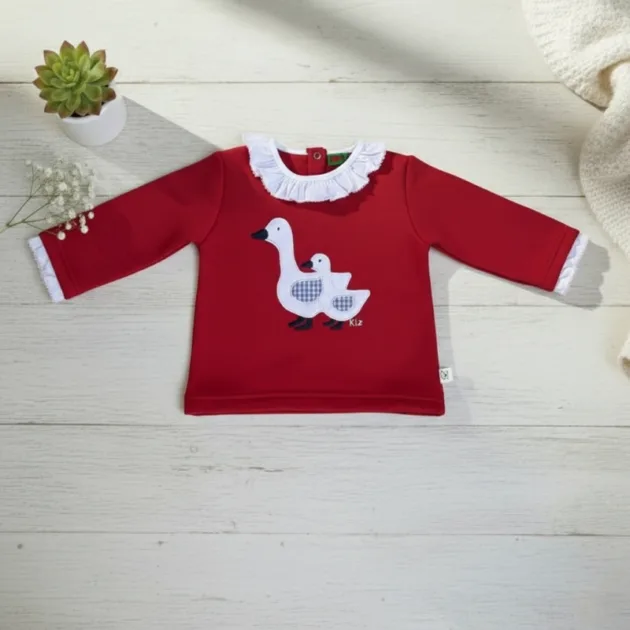 SUDADERA NIÑA ROJO OCAS CUELLO VOLANTE KIZ