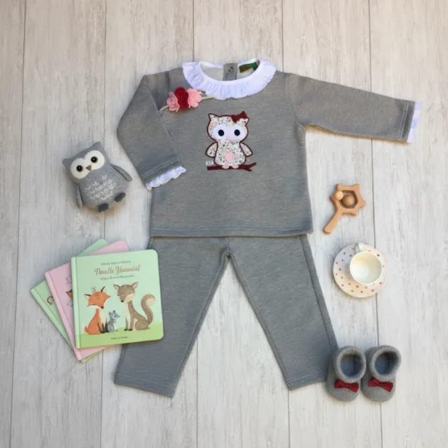 CHANDAL NIÑA GRIS BÚHO CUELLO VOLANTE KIZ