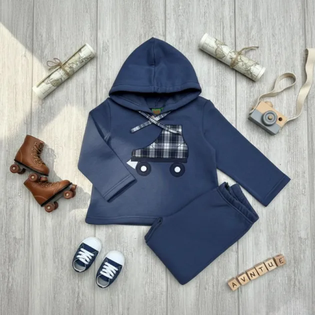 CHANDAL AZUL MARINO CAPUCHA Y TIRAS PATIN KIZ