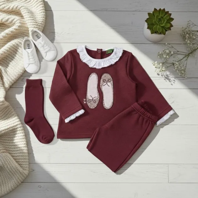 CHANDAL NIÑA GROSELLA CUELLO VOLANTE BAILARINAS KIZ