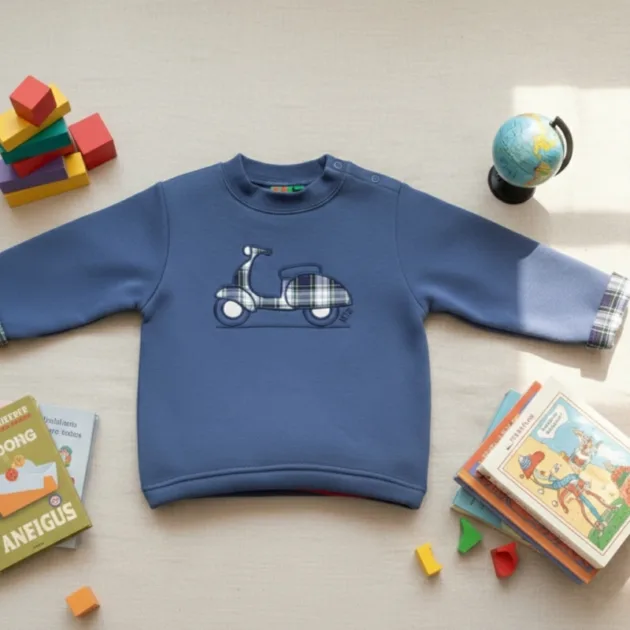 SUDADERA NIÑO AZUL MARINO MOTO VUELTA MANGAS KIZ