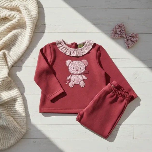 CHANDAL NIÑA GROSELLA OSITO VOLANTE TELA KIZ