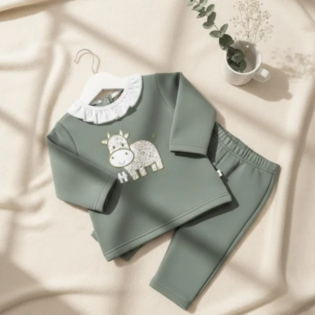 CHANDAL NIÑA VERDE LIQUEN VACA CUELLO VOLANTE KIZ