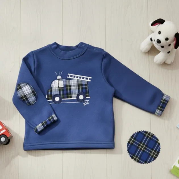 SUDADERA NIÑO AZUL MARINO BOMBEROS VUELTA MANGAS KIZ