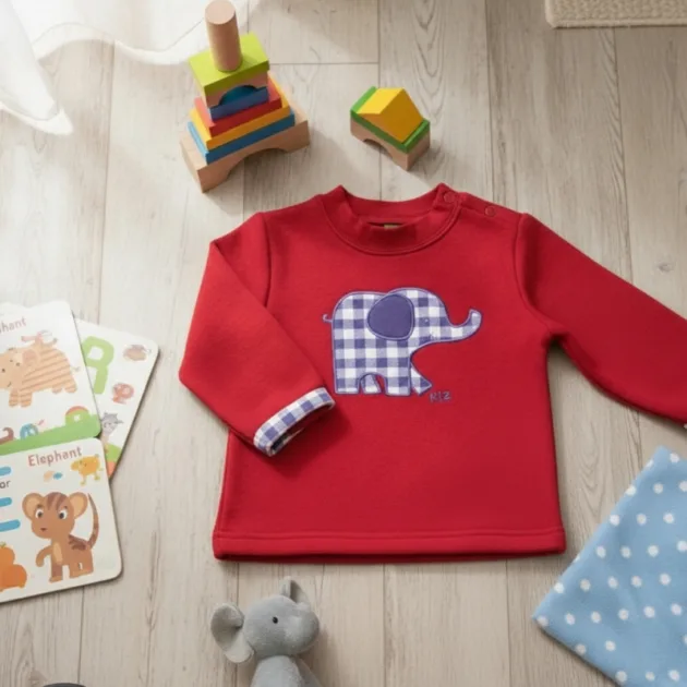 SUDADERA NIÑO ROJO ELEFANTE VUELTA MANGAS KIZ