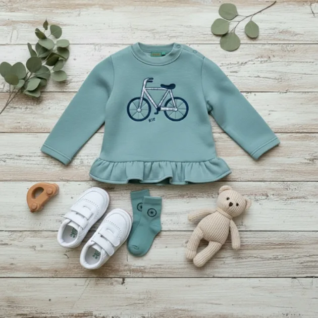 SUDADERA NIÑA MINT BICICLETA VOLANTE BAJO KIZ