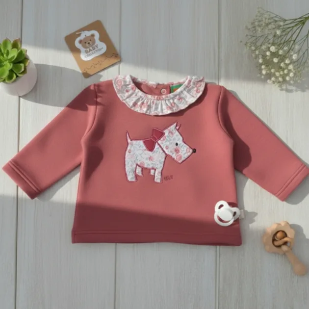 SUDADERA NIÑA ROSA TOSCANA SCOTTY CUELLO VOLANTE TELA KIZ