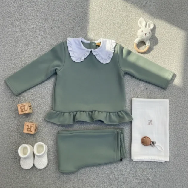 CHANDAL NIÑA VERDE AGUA CUELLO PETER PAN BLANCO KIZ