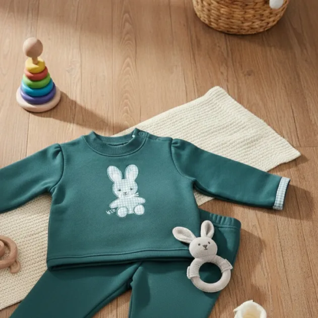 CHANDAL NIÑO AZUL PETRÓLEO CONEJO VUELTA MANGAS KIZ