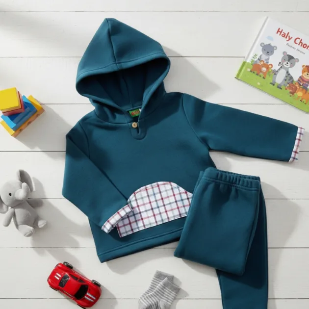 CHANDAL AZUL PETRÓLEO NIÑO CAPUCHA Y BOLSILLO KIZ