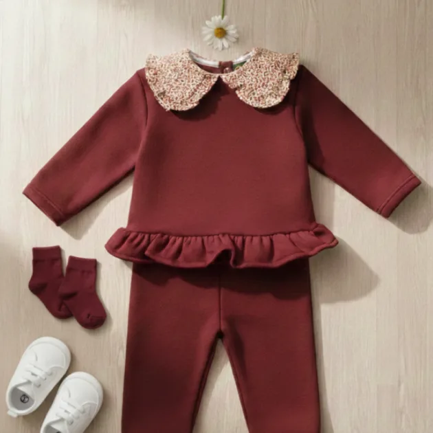 CHANDAL NIÑA GUINDA CUELLO PETER PAN FLORES KIZ