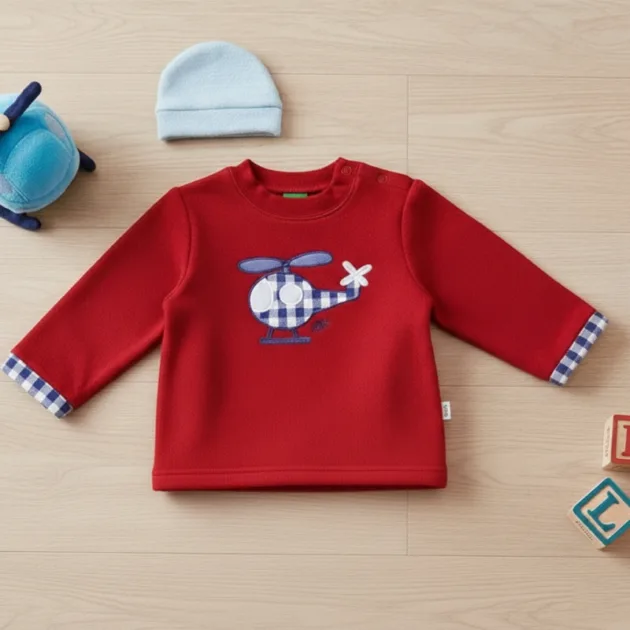 SUDADERA NIÑO ROJO HELICÓPTERO VUELTA MANGAS KIZ