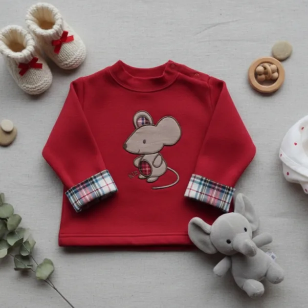 SUDADERA NIÑO ROJO RATÓN VUELTA MANGAS KIZ