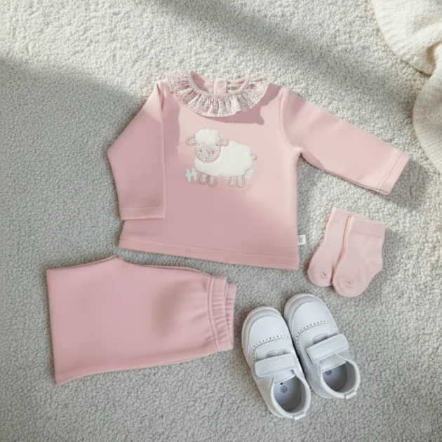 CHANDAL NIÑA ROSA BEBÉ OVEJA VOLANTE TELA KIZ