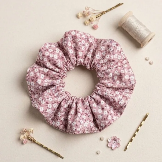 SCRUNCHIE FLORES ROSAS